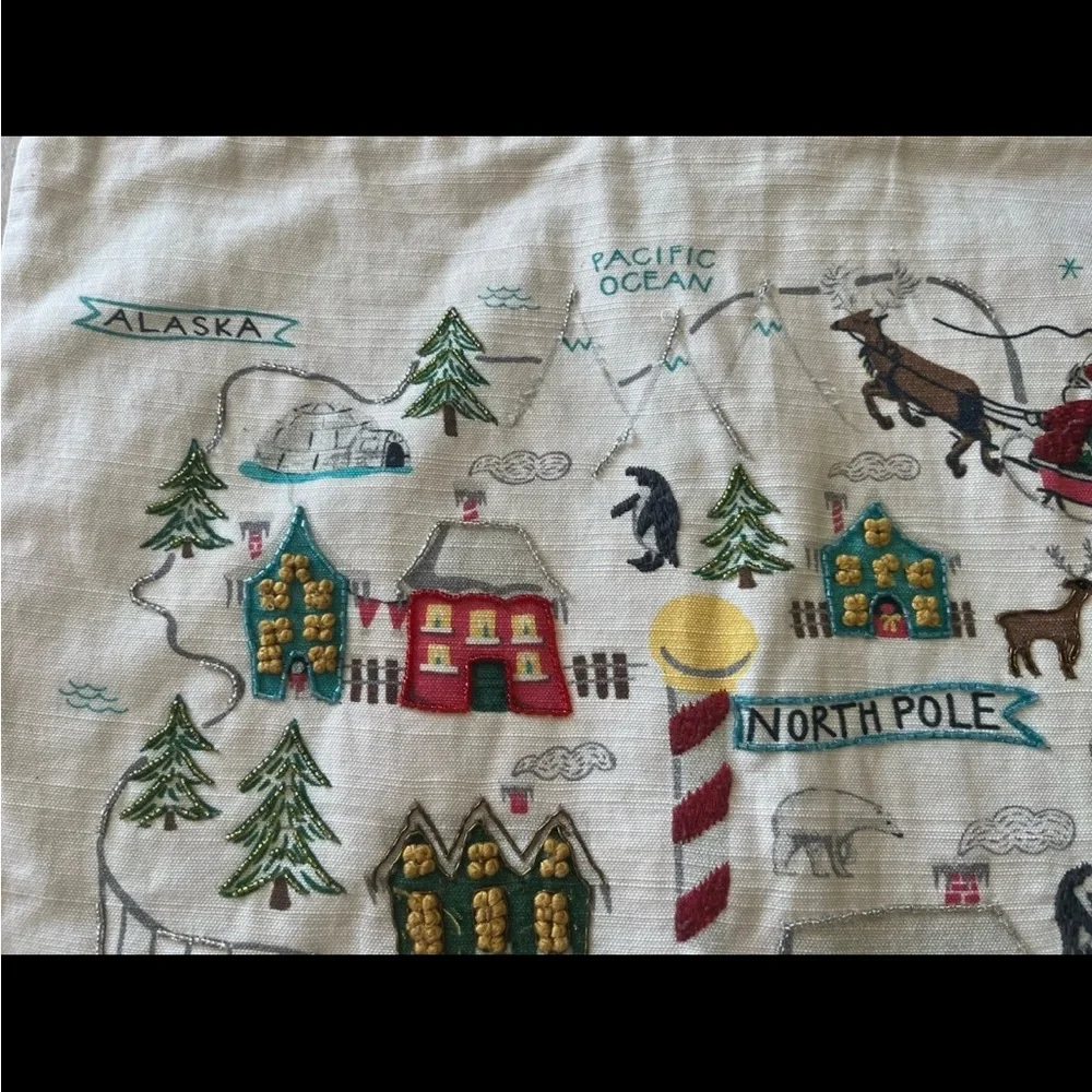 Pottery Barn Pillow North Pole Map Santas Village 20